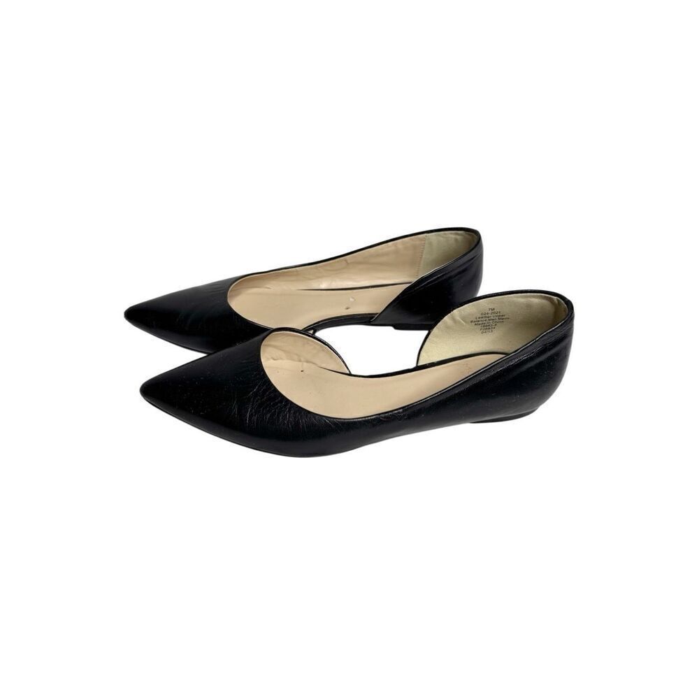 Monet black leather pointed toe flats size 7